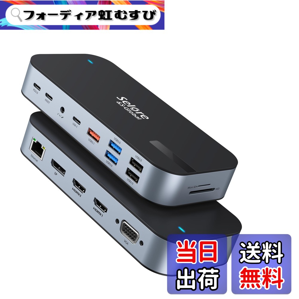 【送料無料】Selore 【16 in 1 MAX 4画面同時出力対応】 USB C ドッキングステーション type c Dock 100W PD対応 4K HDMIポート microSD&SDカードスロット 3.5mmオーディオジャック イーサネットポート 10Gbps USB-C/USB-Aポート搭載 高 サイズ:16in1最大4画面同時出力