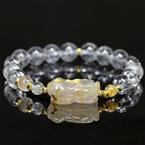 楽天市場】ルチルクォーツ 貔貅 ヒキュウ デザインブレスレット 【一点