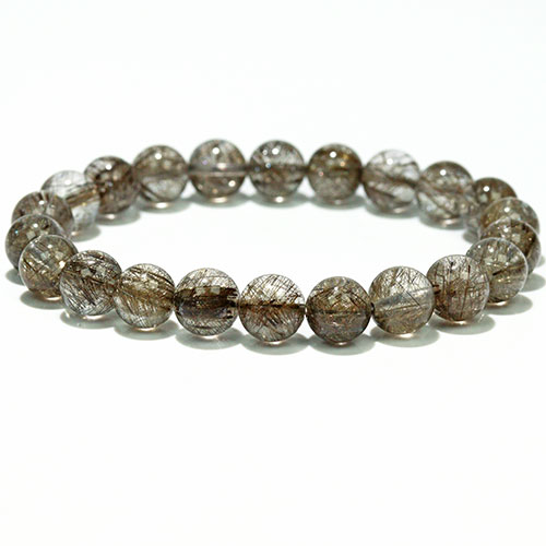 〔K2010-10〕高品質 約8mm シルバールチルクォーツ ブレスレット Silver Rutilated Quartz|Silva Tilia