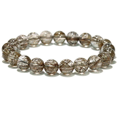 〔K2010-7〕高品質 約9mm シルバールチルクォーツ ブレスレット Silver Rutilated Quartz｜Silva Tilia