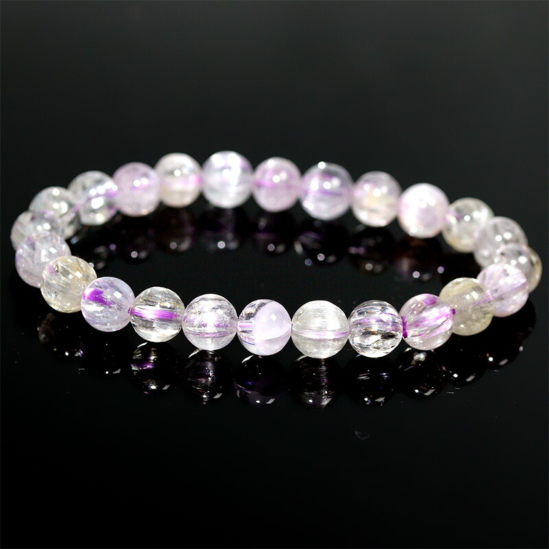 〔K2213-18〕約7mm キャッツアイクンツァイト スポジュメン Kunzite ブレスレット|Silva Tilia