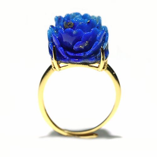 〔R489-2〕ラピスラズリ薔薇 指輪 リング サイズフリー Lapis Lazuli｜Silva Tilia