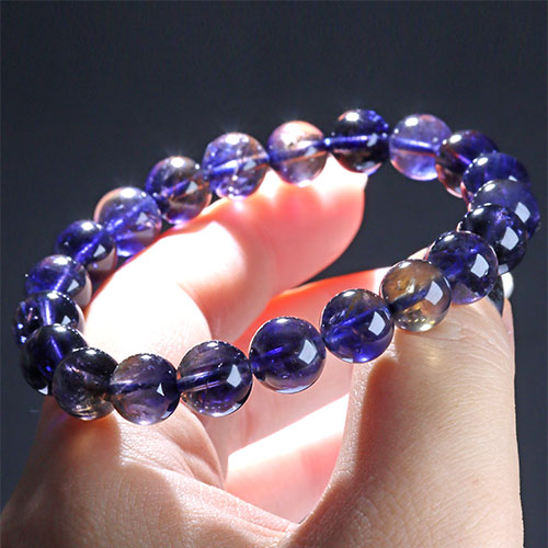 〔K1948-8〕【トップグレード】約9mm 多色性 アイオライト Iolite 菫青石 ブレスレット