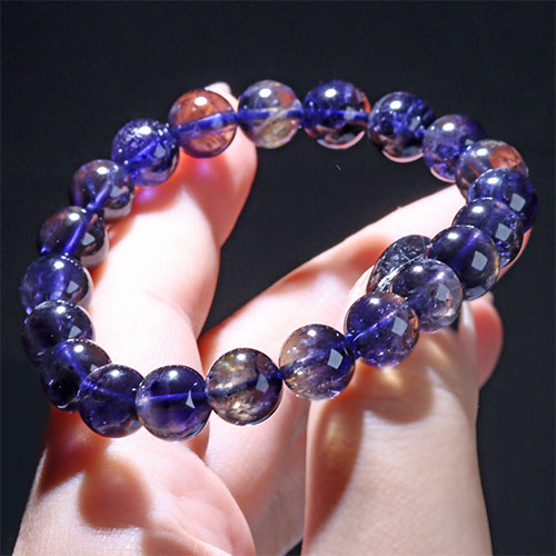 〔K1948-9〕【トップグレード】約9mm 多色性 アイオライト Iolite 菫青石 ブレスレット