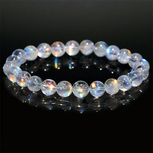 高品質　レインボームーンストーン　ブレスレット　ボタンカット 楽天市場】【再入荷】レインボー ムーンストーン ブレスレット（ボタン