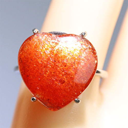 〔R467-19〕高品質 発色良い サンストーン sv925 リング 指輪 フリーサイズ Sun stone 日長石｜Silva Tilia 7,800円