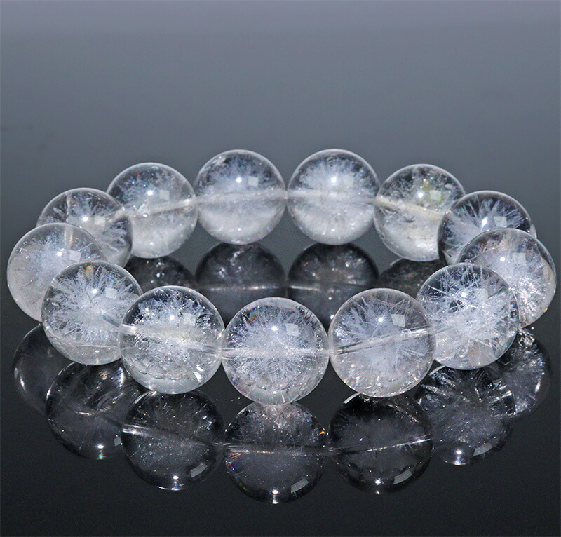 〔K2099-2〕約18mm 天然水晶 ホワイトスタークォーツ ブレスレット ～雪華の輝き～｜Silva Tilia