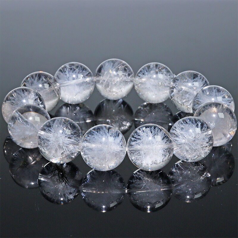 〔K2099-6〕約18mm 天然水晶 ホワイトスタークォーツ ブレスレット ～雪華の輝き～