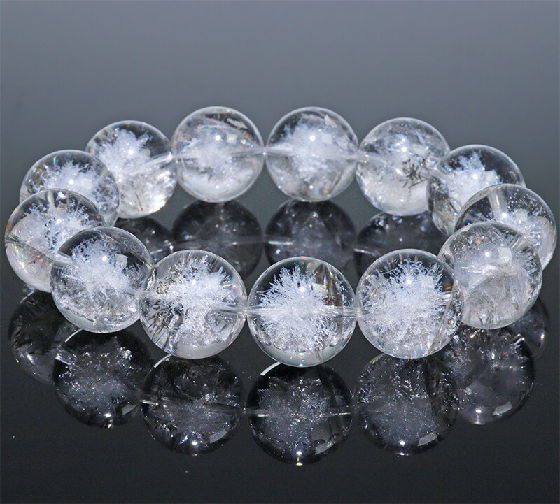 〔K2099-7〕約18mm 天然水晶 ホワイトスタークォーツ ブレスレット ～雪華の輝き～