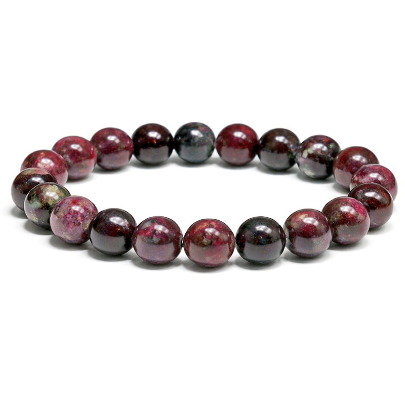 〔K2114-9〕激レア 約10mm ロシア産 ユーディアライト ブレスレット Eudialyte【カード付】