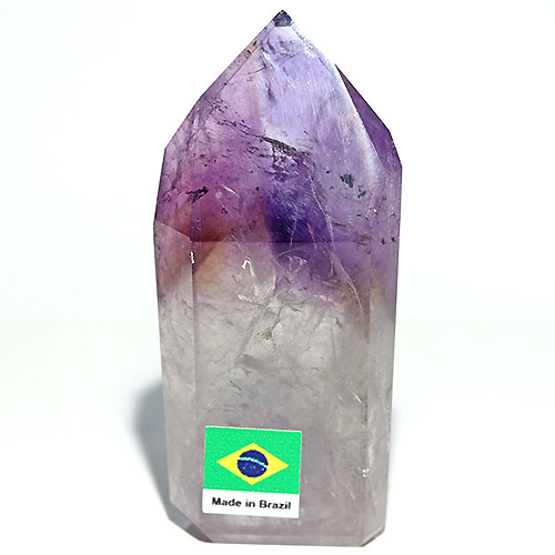 〔D136-12〕ファントムアメジスト ロマネサイト入り ポイント 置物 amethyst 紫水晶