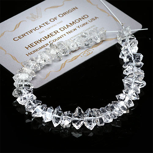 〔C32〕高品質 半連 約9×4.5mm ニューヨーク産 ハーキマーダイヤモンド Herkimer diamond ギャランティーカード付|Silva Tilia