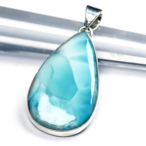〔J302-23〕ドミニカ産 ラリマー silver925 ペンダントトップ larimar ブルーペクトライト SV925｜Silva Tilia