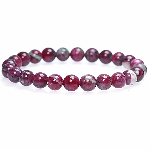 〔K1614-18〕約8mm 天然ルビー Ruby ブレスレット コランダム 紅玉
