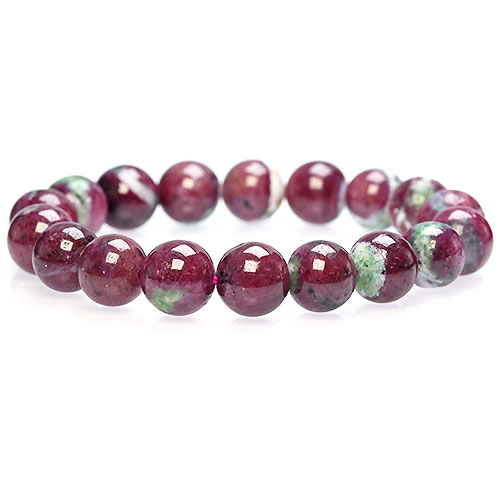 〔K1614-3〕約11mm 天然ルビーインゾイサイト Ruby ブレスレット コランダム 紅玉