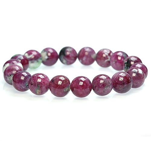 〔K1614-4〕約11mm 天然ルビーインゾイサイト Ruby ブレスレット コランダム 紅玉