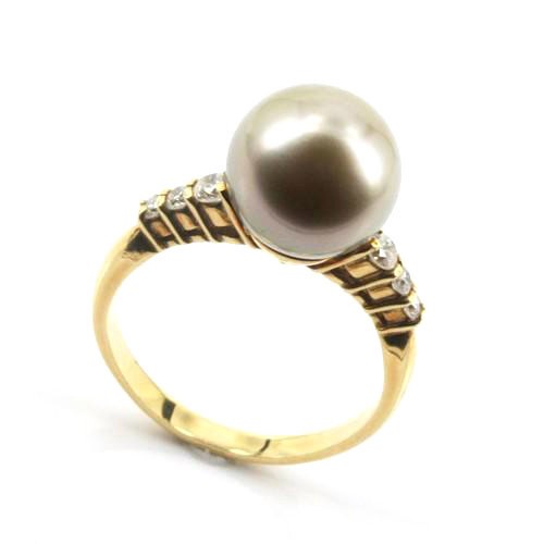宝石タヒチ真珠・ダイヤK18リング＃12〔 天然石 パワーストーン アクセサリー 〕｜Silva Tilia