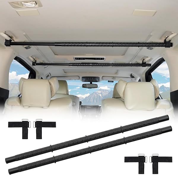 車用ハンガーバー インテリアバー マルチグリップバー 83cm~156cm 伸縮自在 衣類ハンガー 釣り竿 ロッドホルダー 車内用 引き込み式 バー 収納 ハンガー 高強度 ベルクロタイプ 耐久性 メーカー直営 (２本セット)｜フォレストオンライン