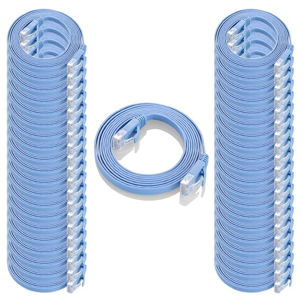 【貨物輸送無料】平ったい有線テレビ ローカルエリアネットワーク有線テレビ 1m UTP Cat6 引っ切り無い 1m*50本 青み「少し包み50本が含まれています」