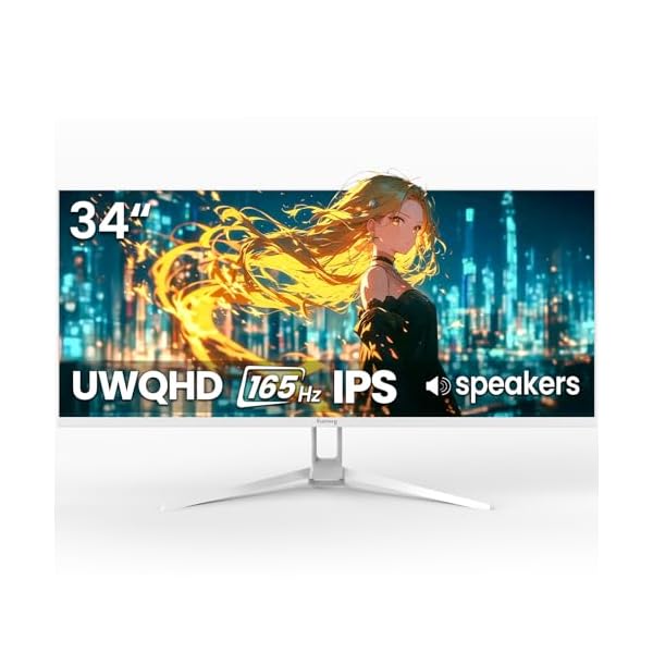【貨物輸送無料】ゲーミングモニター 34in UWQHD (3440×1440P) 165サイクル 見せびらかす IPSダイアログボックス HDMI2.0 \u0026 DP1.4 FreeSync受け支える 青味ともし火助け出す 傾斜角度かい繕う 120%sRGB広色域相応う 飾りつけ相応う