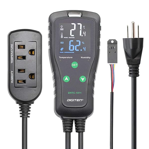 【貨物輸送無料】気温および湿度制御装置DHTC-1011温湿度制御装置 ハ虫類テラリウムキノコ植木室自作醗酵用の架線済みデュアルステージアウトレットデジタルサーモスタット湿度計