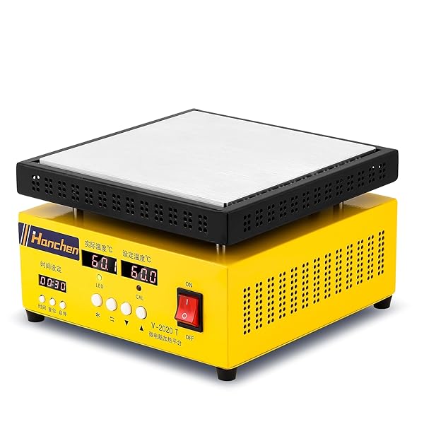 【送料無料】恒温ホットプレート 20*20cm 110V電源コード デュアル温度表示 室温?400℃ タイマー付 高精度1% 説明書付 恒温ステーション 均一で速い加熱 航空用アルミ 断熱フレーム 予熱器プラットフォーム 携帯修理/溶接/基板予熱/p|フォレストオンライン