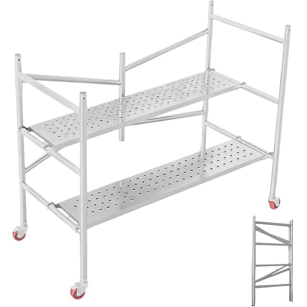 【送料無料】足場台 高所作業台 折りたたみ足場 耐荷重500kg 60奥行き×120幅×135.8高さcm 360°回|フォレストオンライン