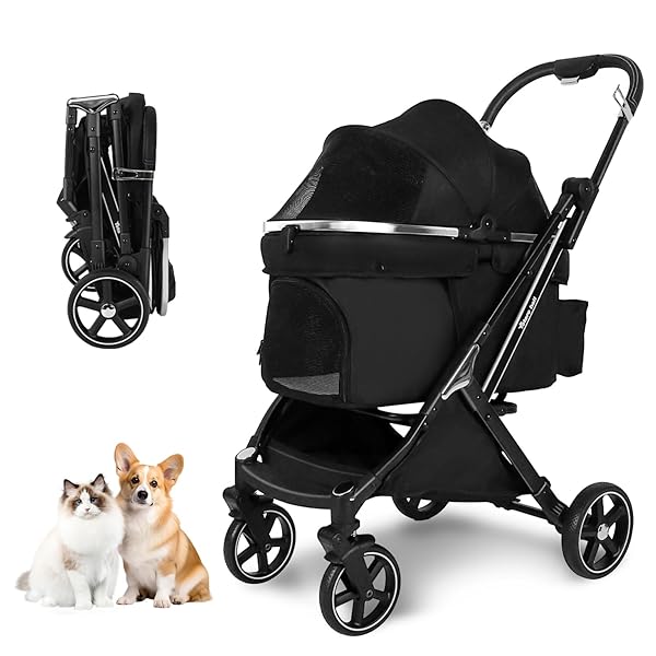 【送料無料】ペットカート 犬 バギー 4輪 犬用カート 中型犬 小型犬2匹 猫 飛び出し防止リー｜フォレストオンライン