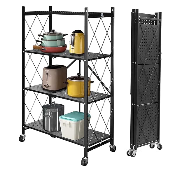 【送料無料】【.co.jp限定】 折り畳みラック 棚ラック 4段 幅71×奥行34×高さ127cm 折りたたみ ス|フォレストオンライン