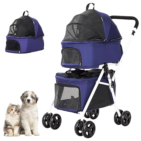 【貨物輸送無料】上下2段式 愛玩動物手押し車 多頭飼い相応う 3Way 引きはなす型 猫犬兼用 折り畳み 愛玩動物用