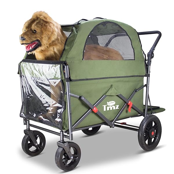 【貨物輸送無料】TMZ 愛玩動物手押し車 大型犬・中型犬 多役立つことキャンプカート 取りはらい能力のあるな大屋根 前