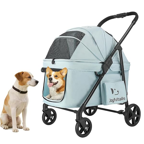 【貨物輸送無料】愛玩動物手押し車 ワンタッチ 折りたたみ式 中型犬 多頭用 ペットバギー 耐荷重20KG