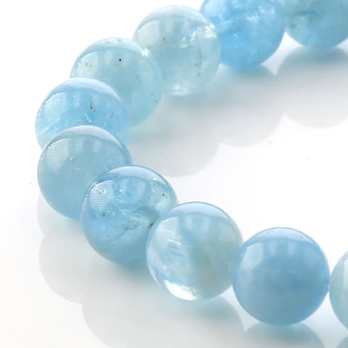 アクアマリン（ブラジル産） ブレスレット 9mm玉 No.4 [ 画像現物・一点物 ] パワーストーン 天然石 FORESTBLUE フォレストブルー【7079】