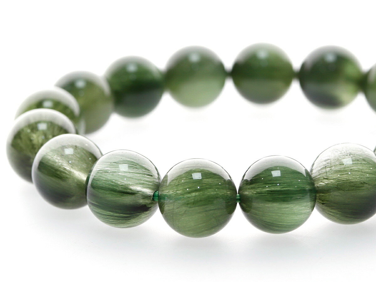 天然アクチノライト・イン・クォーツバングル（緑閃石）鑑別書付③グリーンルチル おまもりブレス｜アクチノライトインクォーツ(緑)