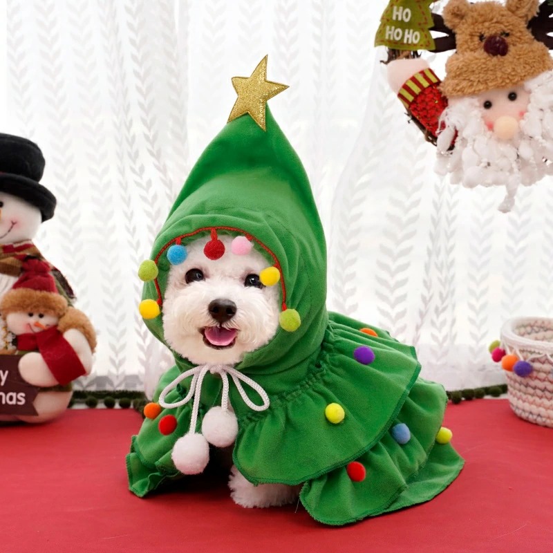 犬のクリスマス コスチューム 子犬用 クリスマス ケープ コスチューム 可愛い ネコ 服 クリスマス パーティー 役割遊び ID2749
