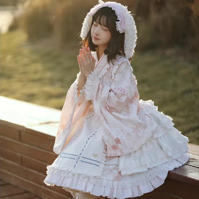 ロリータ ワンピース S M L 浴衣 写真集 浴衣ドレス Lolita系 ピンク クリスマス ハロウィン お嬢様 蝶結び 森ガール 系 ロリータ ドレス 和風 ワンピース ゴスロリ jsk 萌え レディース ゴスロリ ロリータファッション 変装|forinessshop