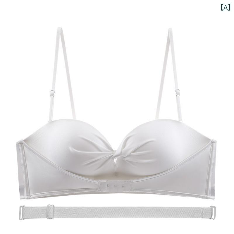 秋冬 ブラジャー 女性用 無鋼 ワイヤー なし ノンワイヤー 3/4 カップ 薄型 模杯 前ホック ガータリング アップ リフト アップ 快適 モダール 綿 素材 接触冷感 伸縮性 取り外し 可能 肩紐 後ろ 三列 フック 白 コーヒー ブラウン 肌色