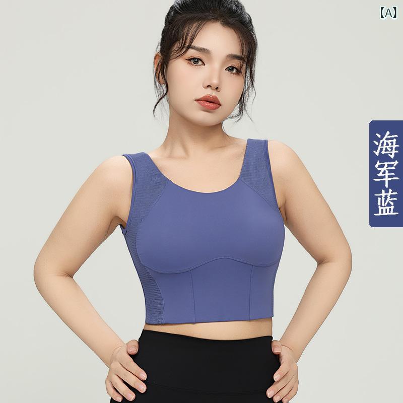 スポーツブラ レディース メンズライク ビッグサイズ 高強度 ワンピース型 ロング丈 ヨガ トップス 副乳サポート フィットネス ブラジャー 無ワイヤー 3/4カップ 薄型カップ 固定ストラップ 後ろホック ニット ナイロン素材 接触冷感 吸湿速乾 伸縮