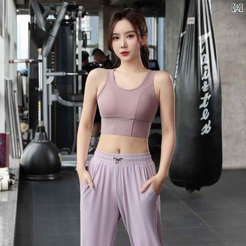 スポーツブラ 女性用 ハイウエスト ポケット付き ヨガ 背心 収腹 防震 フィットネス ブラ 透気性 ナイロン スパンデックス 薄型カップ 無ワイヤー 3/4カップ 固定ストラップ 後ろフック 切り替えデザイン ピンクパープル ネイビー アイボリー ライ