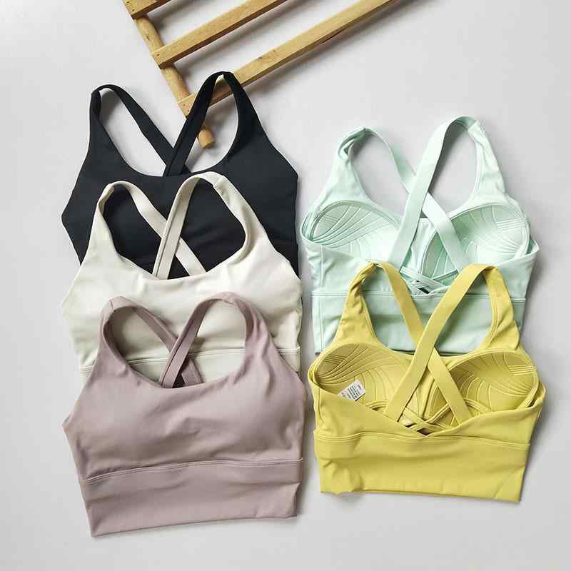 スポーツブラ 女性用 無鋼 3/4カップ 薄型カップ 一体式 美背 防震 防下垂 プロ仕様 ヨガ フィットネス 背心 速乾 高強度 ニット 接触冷感 ミントグリーン イエロー ベージュ 紫 ブラック S M L XL