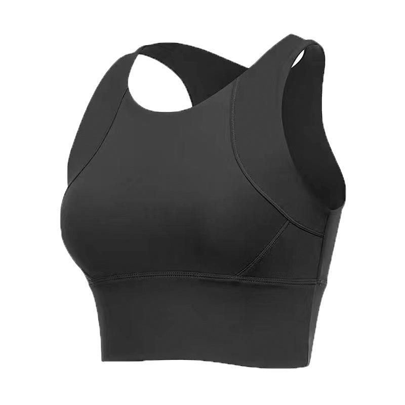 スポーツブラ 女性用 ノンワイヤー 3/4カップ 上薄下厚 固定肩紐 背心式 ランニング ヨガ フィットネス 減震 透気性 ニット 伸縮性 吸湿速乾 通年対応 グレー系 ブラック パープル ブラウン ブルー グリーン