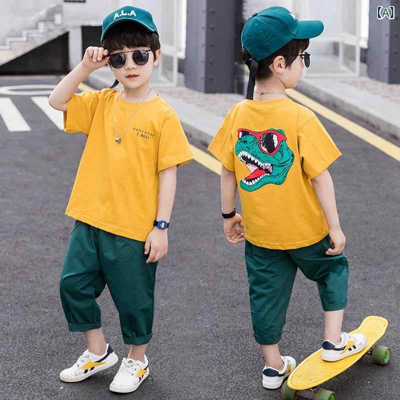 キッズ 男の子 女の子 短袖 Tシャツ ショートパンツ セット 綿 100% 柔らかい 薄手 動物 プリント 条紋 格子 チェック 無地 かわいい ユニセックス 夏 春 秋 普段使い 運動 セットアップ 2点組 メッシュ加工 吸湿速乾 軽量 伸縮性 通気