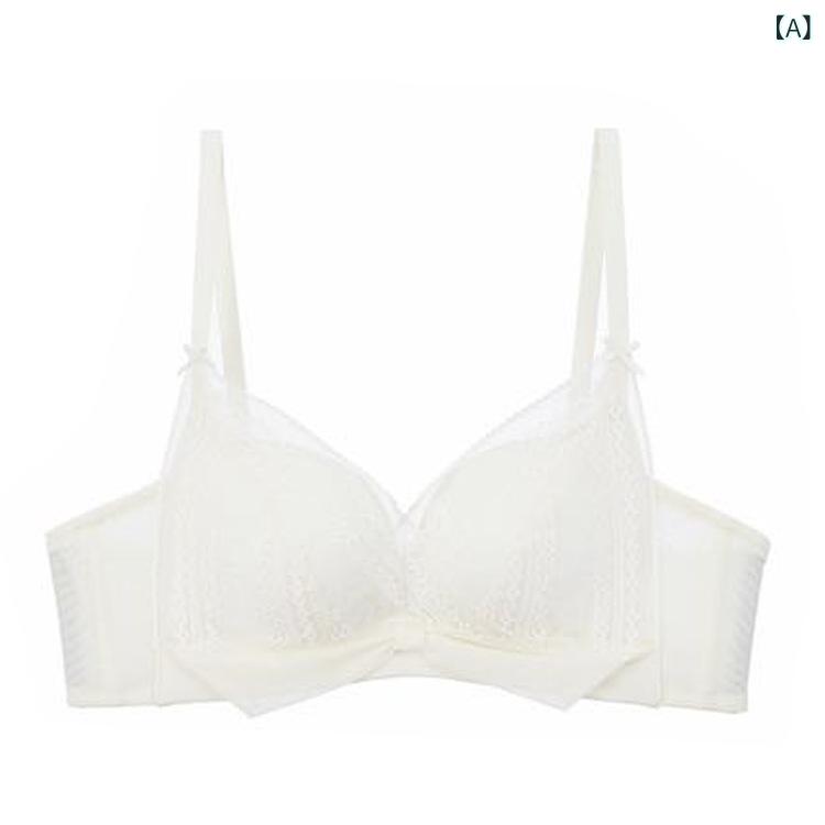 ブラ 女性用 レース フレンチスタイル かわいい セクシー 薄カップ 3/4カップ ワイヤレス 薄型 固定ストラップ 後ろ3列フック 透気 快適 集める効果 ニット 綿混 ストレッチ ホワイト ブラック ピーチピンク ライトブルー 春夏
