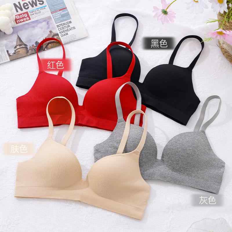 スポーツブラ 女性用 小胸用 無痕 集める 副乳収集 防下垂 空杯なし 薄手 透気 吸汗 快適 調整型 側面収集 美背 無縫 3/4カップ 無ワイヤー 固定肩帯 後ろホック シンプルカジュアル ニット素材 ポリエステル裏地 グレー 肌色 ブラック レッド