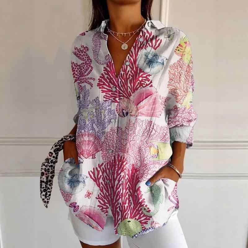 レディース 長袖シャツ 夏用 ヨーロッパ アメリカ トレンド ロングシャツ プリント 3D デザイン トップス ポリエステル 素材 ゆったりシルエット スタンドカラー プルオーバー スタイル 印花加工 立体パターン 快適 カジュアル 日常使い 吸湿速乾