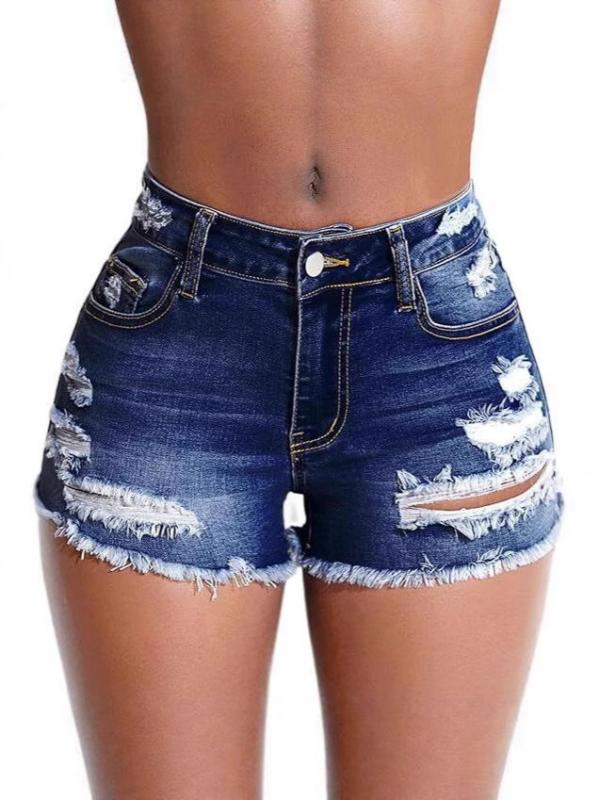 レディース 牛仔 ショートパンツ デニム 短パン 高腰 スリムフィット 破れ加工 毛羽立ち ハリ加工 綿 混紡 ストレッチ 接触冷感 中厚手 タイトシルエット セクシー ストリート カジュアル デイリー 使い 夏 春夏 ディープブルー ライトブルー ハイ
