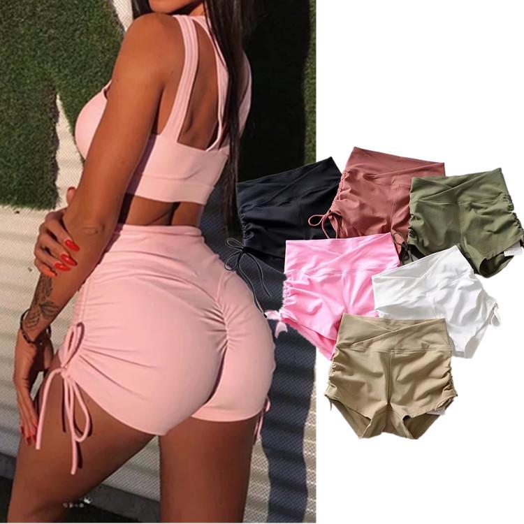 レディース ヨガパンツ ヒップアップ ドローストリング ハイウエスト ショートパンツ 女性用 フィットネス 運動 履き 伸縮性 素材 軽量 吸湿速乾 接触冷感 ホワイト レッド ブラック ピンク ベージュ アーミーグリーン 春夏 カジュアル ストリート