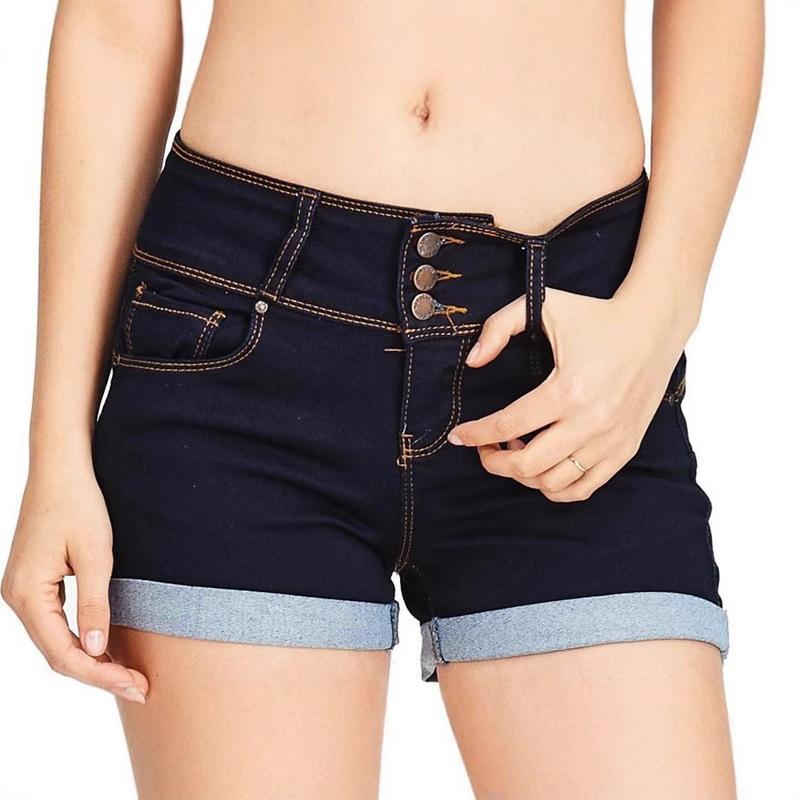 レディース 牛仔 ショートパンツ デニム ハーフパンツ ハイウエスト ストレッチ 中厚手 綿素材 ブラック ライトブルー ダークブルー ネイビー シンプル タイトシルエット 快適 普段使い 通勤 春夏 軽量 吸湿速乾