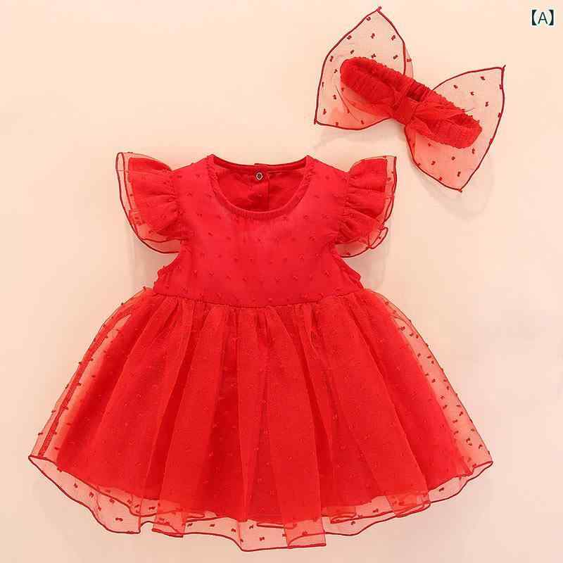 ベビー 女の子 ワンピース プリンセス スカート 短袖 綿 コットン 100% 接触冷感 薄手 通気性 柔軟素材 純色 赤 白 ピンク 0～12ヶ月 春夏 夏用 礼服 かわいい 赤ちゃん 服