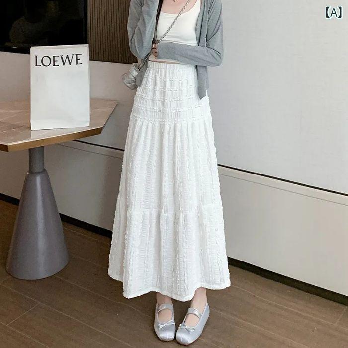 スカート 女性用 春夏 ミディ丈 フレンチスタイル 優しい風合い 高級感 ハイウエスト ハーフスカート ぽっちゃり対応 スリム効果 垂れ感 肌理 プリーツ 切り替え ポリエステル スパンデックス ミッドカーフ 軽量 微弾性 フレアシルエット ブラック ホ